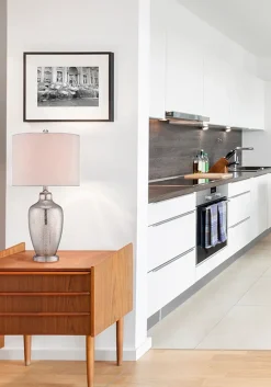 Elstead Tischleuchte SASAR Creme Silber H:75cm Ø38cm Lampe* Tischlampen|Designerlampen