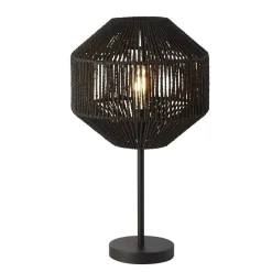 Searchlight Tischleuchte Schwarz 55 cm Ø 30,5 cm Seil Schirm E27Modern* Wohnzimmerlampen|Schlafzimmer Lampen