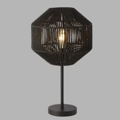 Searchlight Tischleuchte Schwarz 55 cm Ø 30,5 cm Seil Schirm E27Modern* Wohnzimmerlampen|Schlafzimmer Lampen