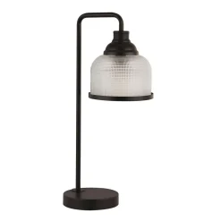 Sale Searchlight Tischleuchte Schwarz Klar E27 45 cm hoch Metall Glas