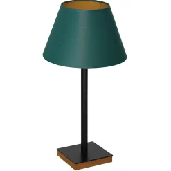 Best Luminex Tischleuchte Schwarz Petrol Gold Stoff Holz 56 cm E27