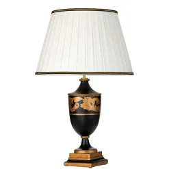 Elstead Tischleuchte Stoff Holz in Creme Schwarz Gold E27 68 cm* Stofflampen|Holzlampen