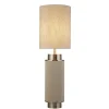 Searchlight Tischleuchte Stoff Metall 72 cm hoch Grau-Beige Nickel E27* Stofflampen|Schlafzimmer Lampen