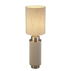 Searchlight Tischleuchte Stoff Metall 72 cm hoch Grau-Beige Nickel E27* Stofflampen|Schlafzimmer Lampen