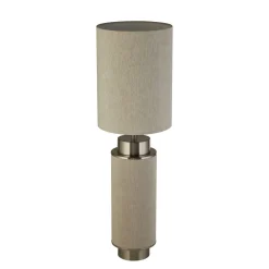 Searchlight Tischleuchte Stoff Metall 72 cm hoch Grau-Beige Nickel E27* Stofflampen|Schlafzimmer Lampen
