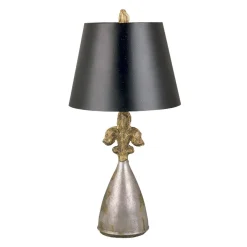 Discount Elstead Tischleuchte Stoffschirm in Schwarz Silber Gold 61 cm