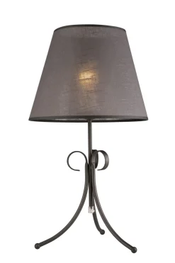 Discount Lamkur Tischleuchte Stoffschirm Zimmer Anthrazit Landhaus