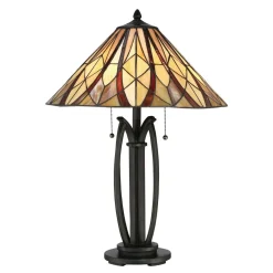 Elstead Tischleuchte Tiffany Stil E27 65 cm 2 Zugschalter* Glaslampen|Tiffany Lampen