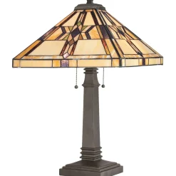 Discount Elstead Tischleuchte Tiffany Stil 2 Zugschalter 63,5 cm hoch