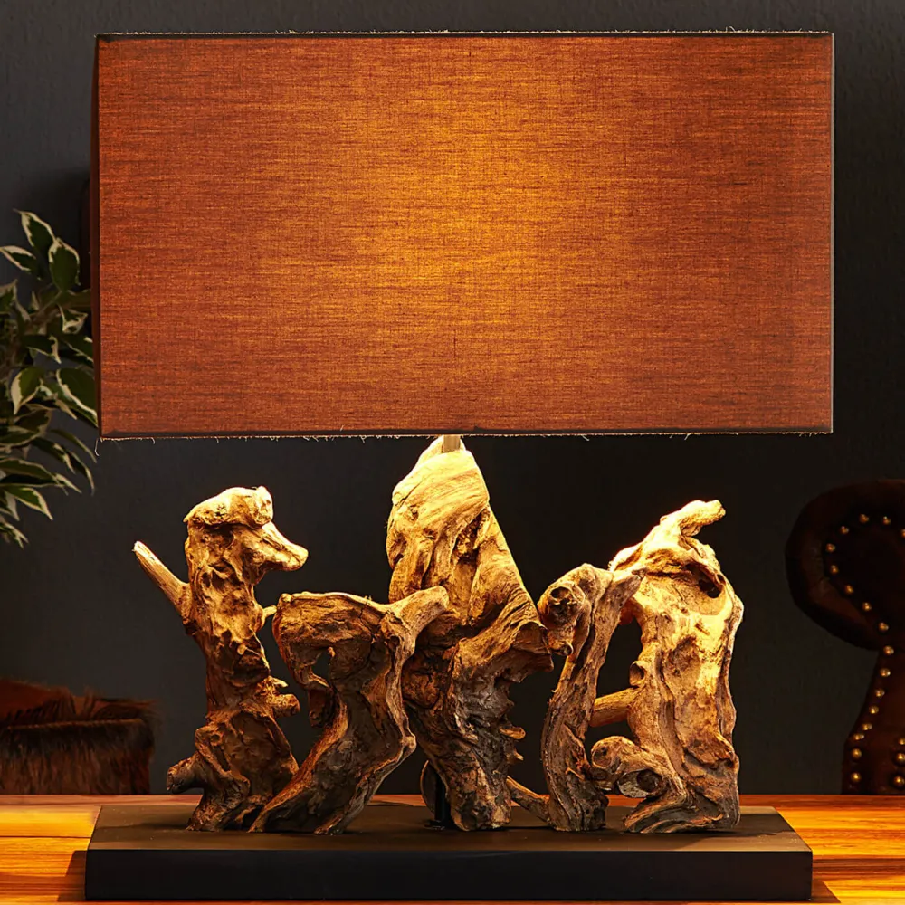 Invicta Interior Tischleuchte Treibholz Designerleuchte Modern 50cm* Nachttischlampen|Holzlampen