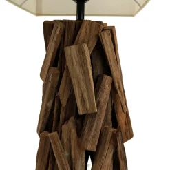 Suna Living Tischleuchte Treibholz Stoff 53 cm Nachtisch Wohnzimmer* Wohnzimmerlampen|Stofflampen