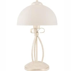 Best Lamkur Tischleuchte Weiß 43cm Metall rund Rustikal LIRLIN