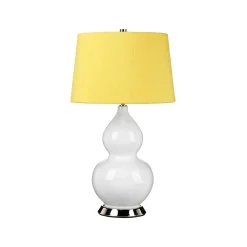 Best Elstead Tischleuchte Weiß Gelb Keramik Stoff E27 64 cm Retro WINTA