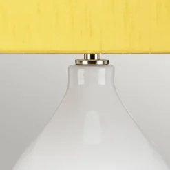 Best Elstead Tischleuchte Weiß Gelb Keramik Stoff E27 64 cm Retro WINTA