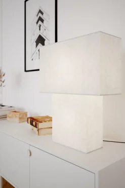 By Rydéns Tischleuchte Weiß Papier Metall 40 cm hoch 2x E27* Wohnzimmerlampen|Schlafzimmer Lampen