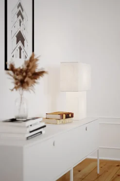 By Rydéns Tischleuchte Weiß Papier Metall 40 cm hoch 2x E27* Wohnzimmerlampen|Schlafzimmer Lampen