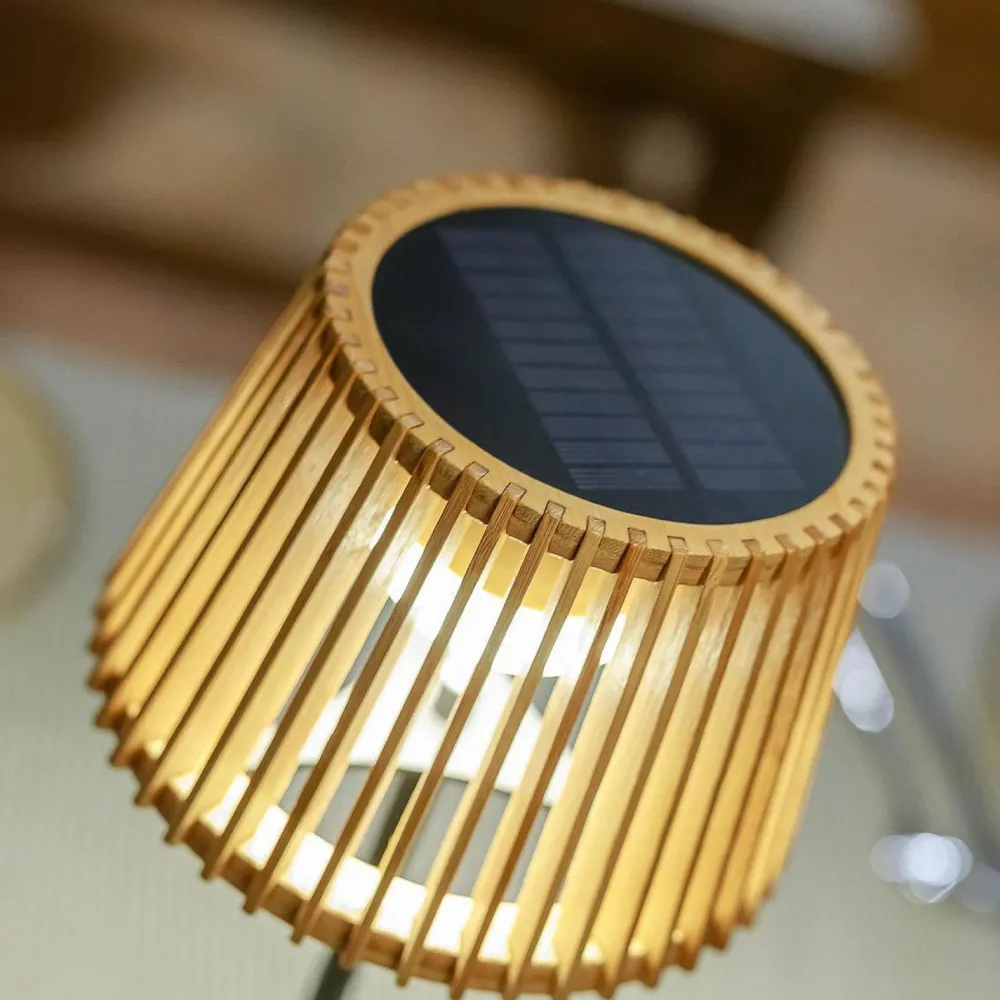 Sale Newgarden Tragbare LED Tischleuchte Solar Holz Metall 36 cm IP54 2700K