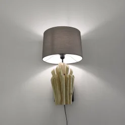 New Suna Living Treibholz Wandleuchte Stoffschirm Handarbeit Wohnzimmer