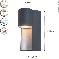 Clearance Eco-Light Up Down Außenleuchte Aluminium H:22 cm IP54 GU10 Wand