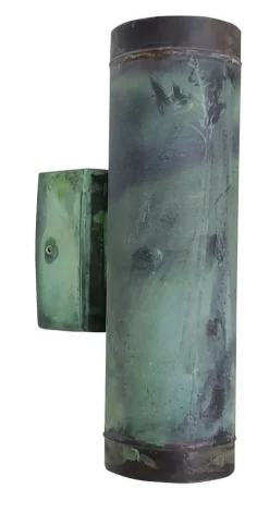 Lido Up Down Wandlampe außen Grün antik aus Messing 2x GU10