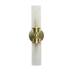 Searchlight Up Down Wandlampe in Messing Metall Glas IP44 H:37 cm* Glaslampen|Metall Lampen