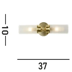 Searchlight Up Down Wandlampe in Messing Metall Glas IP44 H:37 cm* Glaslampen|Metall Lampen