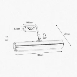 Giovanni Battista Vergoldete Bilderleuchte Messing 24 K B: 30 cm schwenkbar E14* Wandleuchten|Badezimmer Lampe