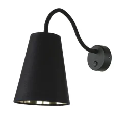 TK Lighting Verstellbare Wandlampe Schwarz Gold Metall E27* Metall Lampen|Stofflampen