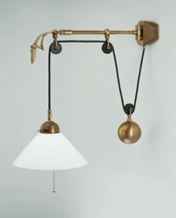 Berliner Messingleuchten Verstellbare Wandleuchte mit Zugschalter Glas Messing* Wohnzimmerlampen|Küchenlampen