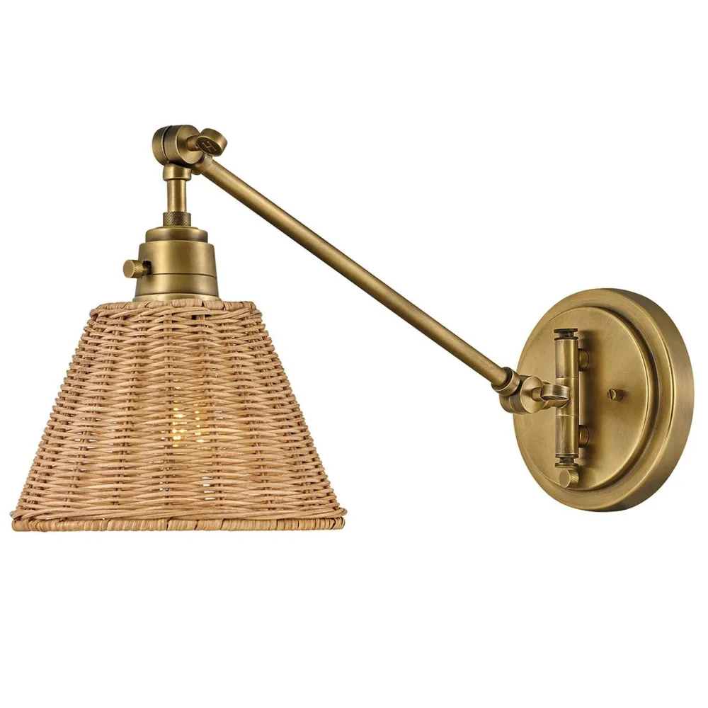 Elstead Verstellbare Wandleuchte Rattan Metall E27 Gelenkarm* Wandleuchten|Wohnzimmerlampen