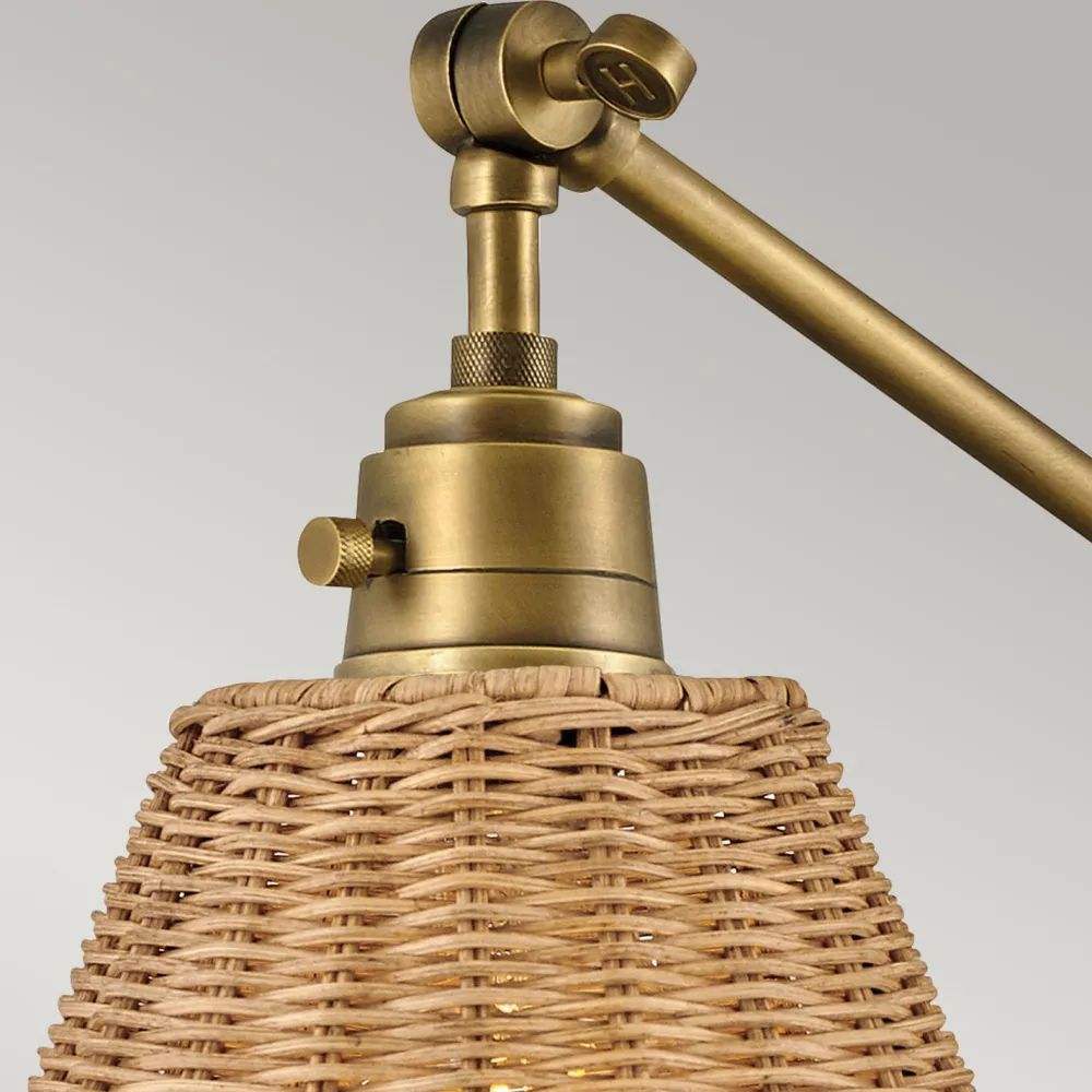 Elstead Verstellbare Wandleuchte Rattan Metall E27 Gelenkarm* Wandleuchten|Wohnzimmerlampen