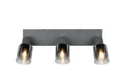 Trio Reality Verstellbarer Deckenspot Rauchglas Metall E14 3-flammig* Flurlampen|Bürolampen