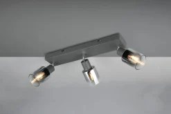 Trio Reality Verstellbarer Deckenspot Rauchglas Metall E14 3-flammig* Flurlampen|Bürolampen