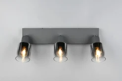 Trio Reality Verstellbarer Deckenspot Rauchglas Metall E14 3-flammig* Flurlampen|Bürolampen