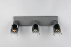 Trio Reality Verstellbarer Deckenspot Rauchglas Metall E14 3-flammig* Flurlampen|Bürolampen