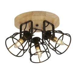 Searchlight Verstellbarer Deckenspot Holz Metall Ø38 cm 3-flammig* Bürolampen|Wohnzimmerlampen