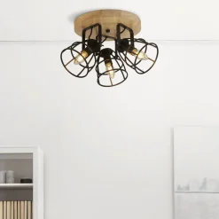 Searchlight Verstellbarer Deckenspot Holz Metall Ø38 cm 3-flammig* Bürolampen|Wohnzimmerlampen