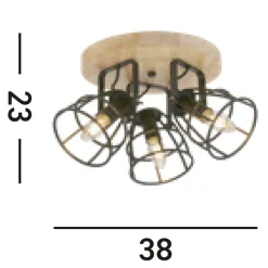 Searchlight Verstellbarer Deckenspot Holz Metall Ø38 cm 3-flammig* Bürolampen|Wohnzimmerlampen
