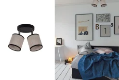 Belis Verstellbarer Deckenstrahler blendarm Stoff E14 2-flmg* Flurlampen|Bürolampen