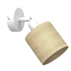 New Luminex Verstellbarer Wandstrahler Jute Metall Weiß H:20 cm E27