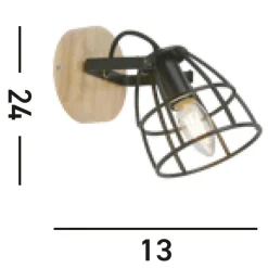 Searchlight Verstellbarer Wandstrahler Holz Metall E14 Drahtschirm* Bürolampen|Wohnzimmerlampen