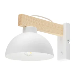 TK Lighting Vielseitige Wandleuchte mit Schalter Weiß Metall Holz* Wandleuchten|Schlafzimmer Lampen