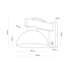 TK Lighting Vielseitige Wandleuchte mit Schalter Weiß Metall Holz* Wandleuchten|Schlafzimmer Lampen