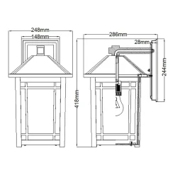 Clearance Elstead Vintage Außenlampe Wand E27 IP44 H: 41,8 cm Schwarz