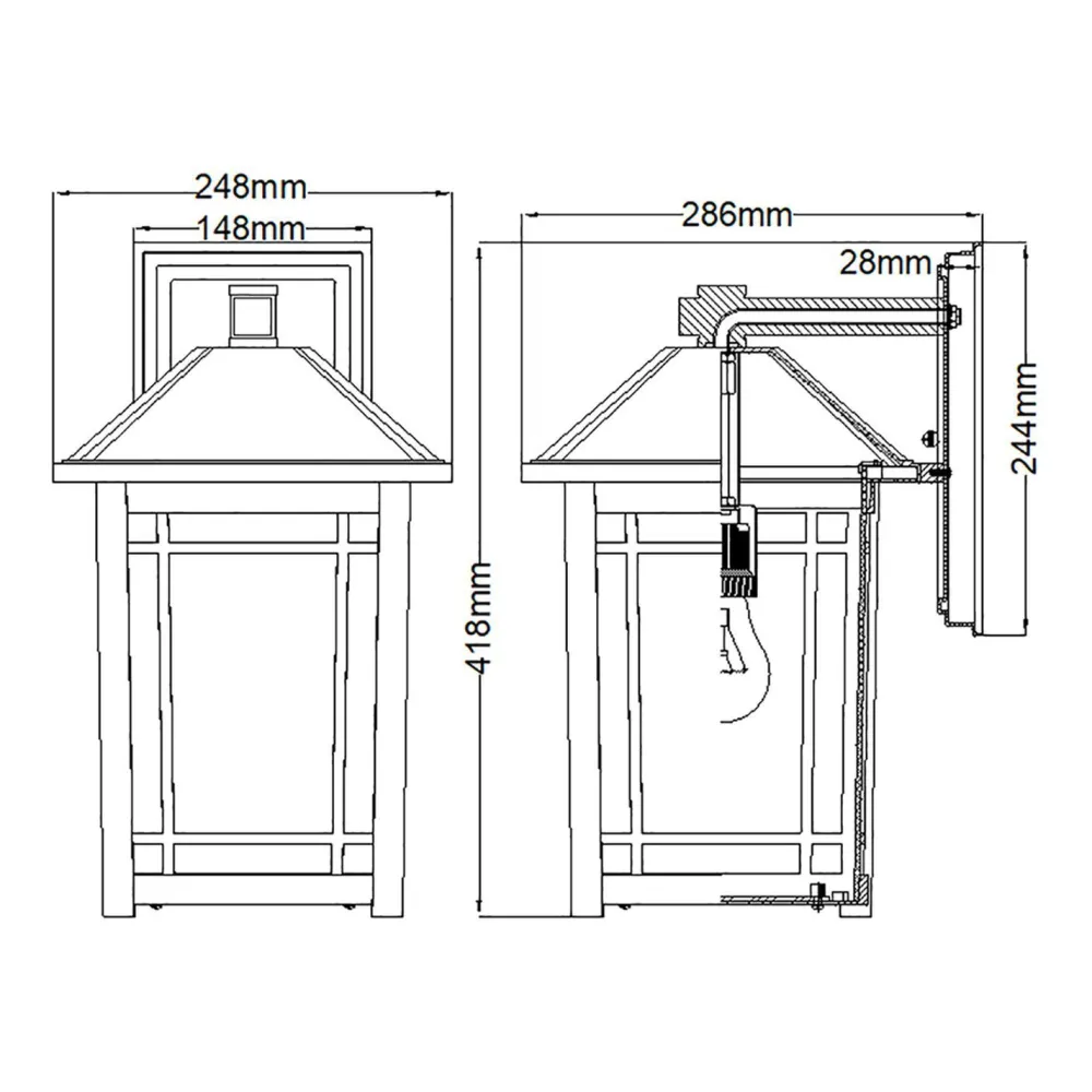 Clearance Elstead Vintage Außenlampe Wand E27 IP44 H: 41,8 cm Schwarz