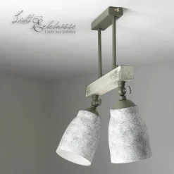 Luminex Vintage Deckenlampe drehbar Shabby Weiß Taupe AGAP* Wohnzimmerlampen|Holzlampen