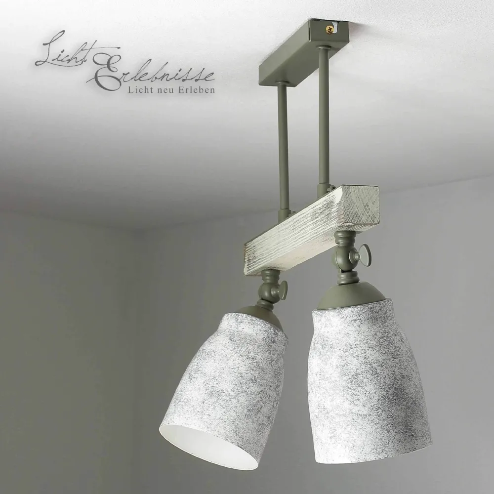 Luminex Vintage Deckenlampe drehbar Shabby Weiß Taupe AGAP* Wohnzimmerlampen|Holzlampen