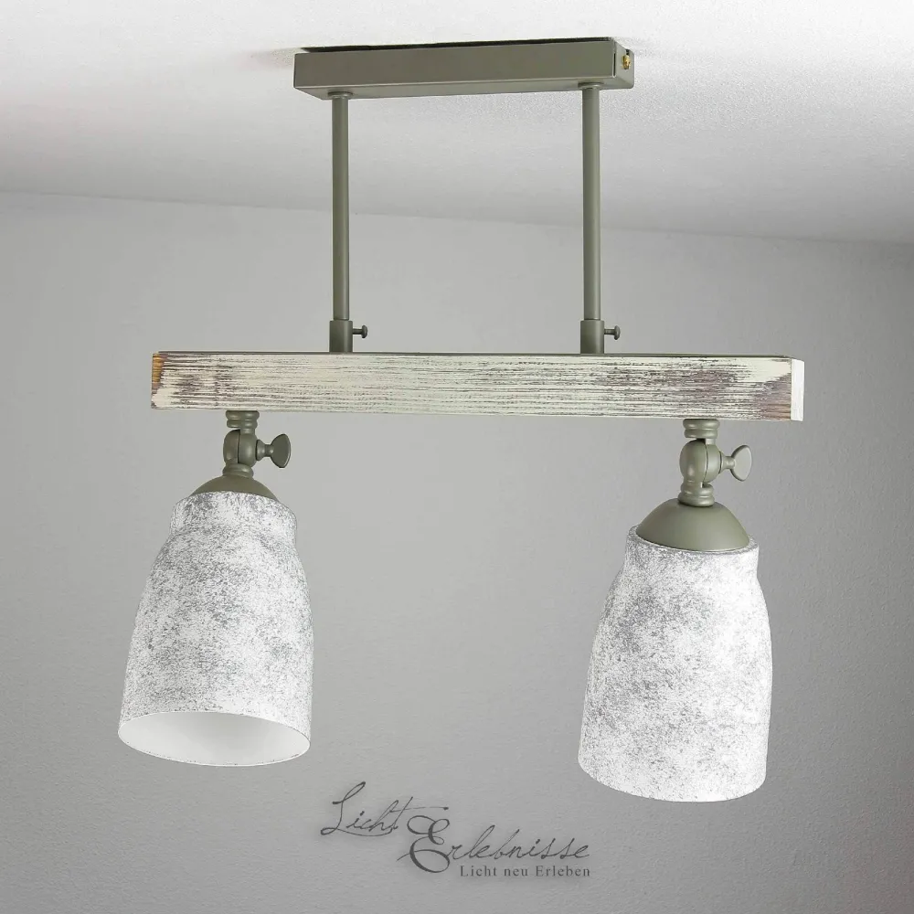 Luminex Vintage Deckenlampe drehbar Shabby Weiß Taupe AGAP* Wohnzimmerlampen|Holzlampen