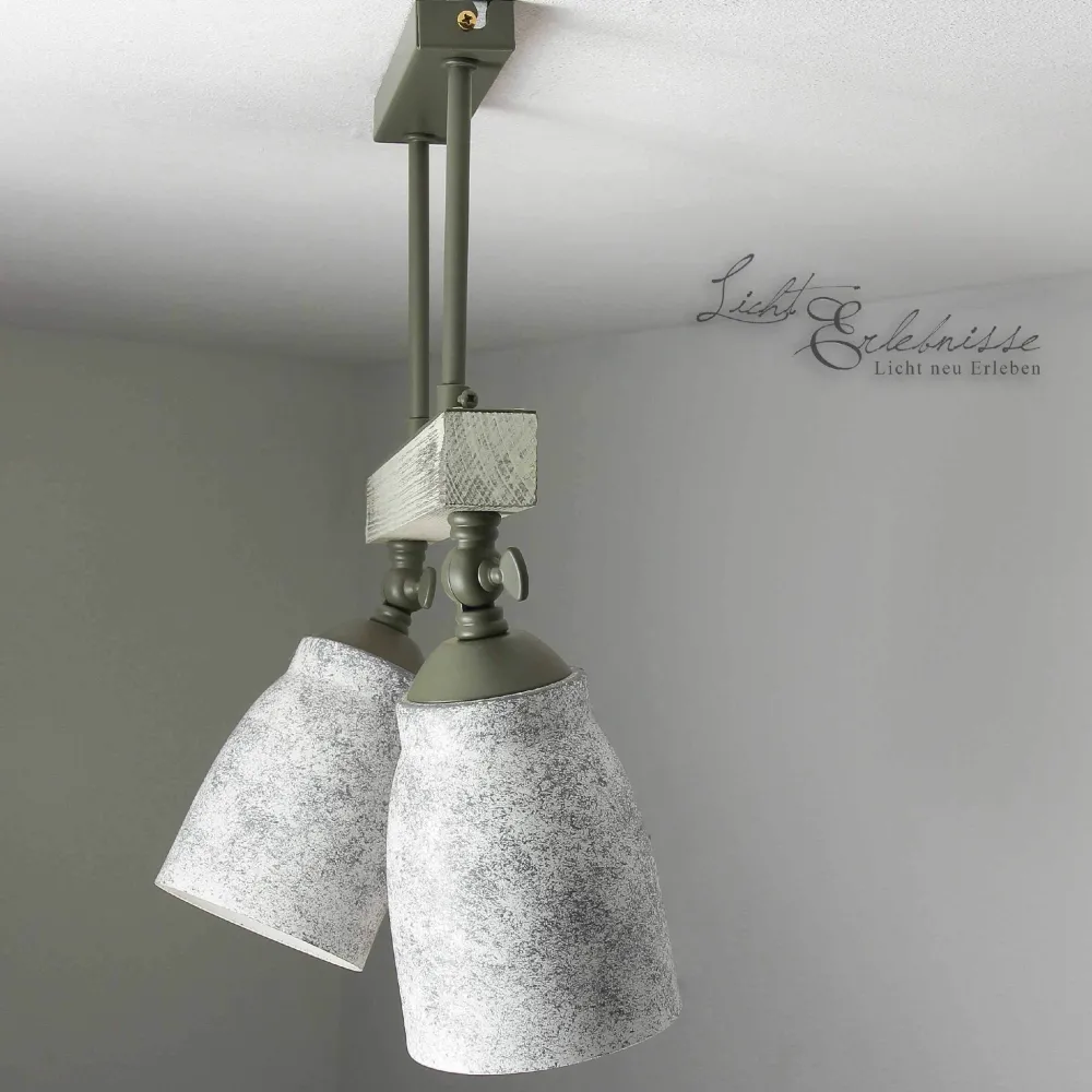 Luminex Vintage Deckenlampe drehbar Shabby Weiß Taupe AGAP* Wohnzimmerlampen|Holzlampen