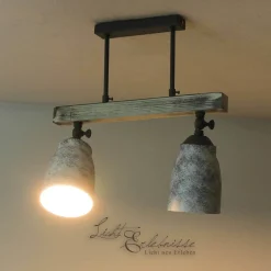 Luminex Vintage Deckenlampe drehbar Shabby Weiß Taupe AGAP* Wohnzimmerlampen|Holzlampen